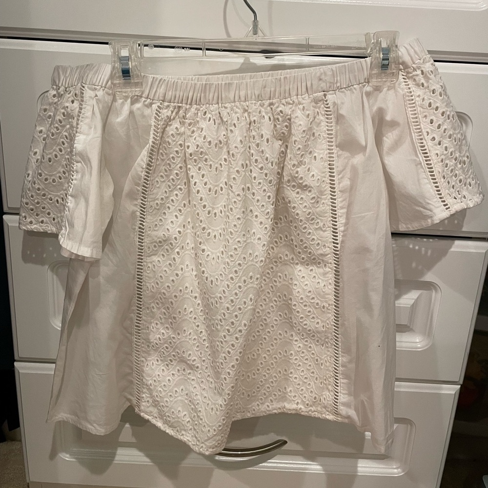 White lace off the shoulder top